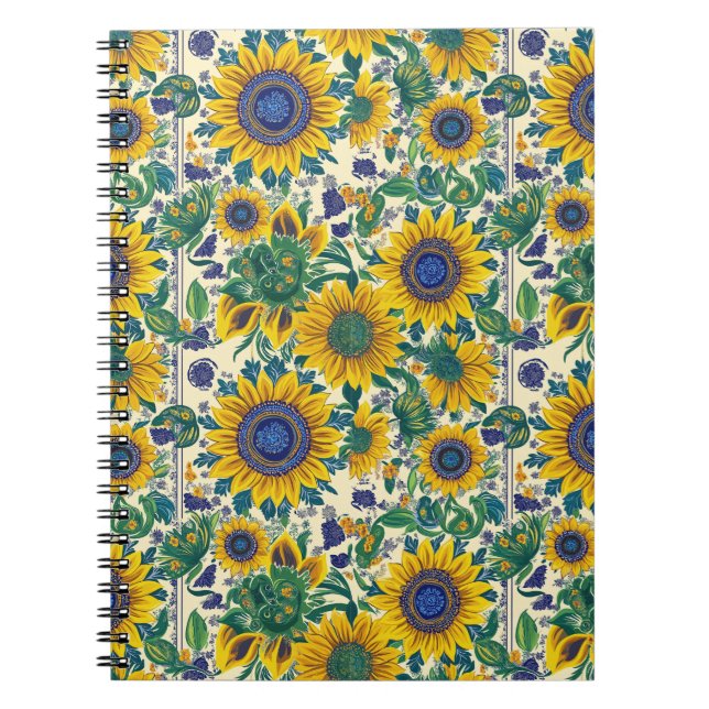 Carnet Sunflowers. Ukrainian folk art pattern. (Devant)