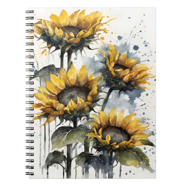 Carnet Sunflowers - Watercolor flowers (Devant)