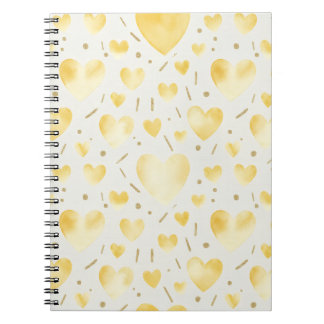 Carnet Sunny Yellow Watercolor Hearts