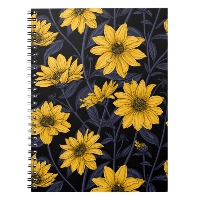 Carnet Sunroot, tournesol sauvage en jaune et bleu (Devant)
