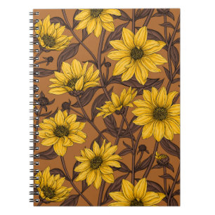 Carnet Sunroot, tournesol sauvage en jaune et marron