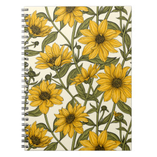 Carnet Sunroot, tournesol sauvage sur blanc