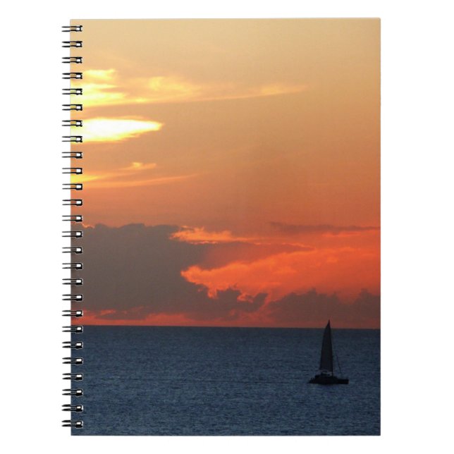 Carnet Sunset Clouds and Sailboat Seascape (Devant)
