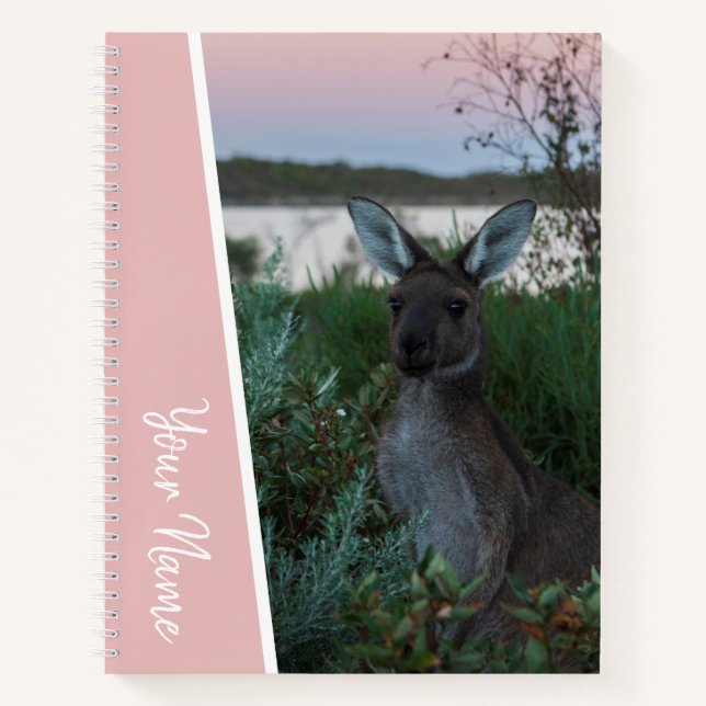 Carnet Sunset Kangaroo Australie Accent rose écriture (Devant)