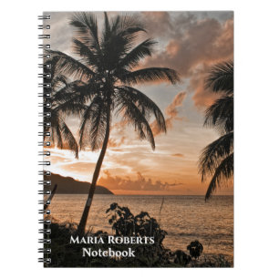 Carnet Sunset Tropical Beach Palm Trees Personnalisez
