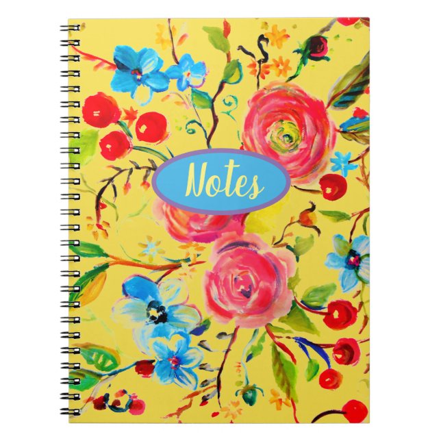 Carnet Sunshine rose et cerise en fleur (Devant)