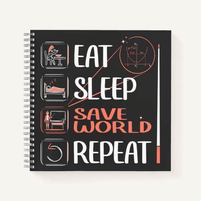 Carnet Super enseignant math sauve le monde. Merci Gift (Devant)