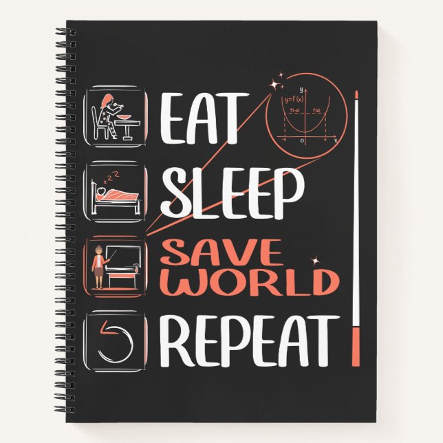 Carnet Super enseignant math sauve le monde. Merci Gift (Devant)