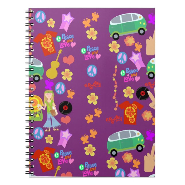 Carnet Super Fun Hippie violet Motif Art (Devant)