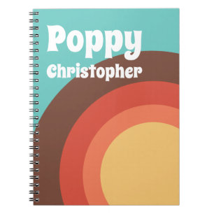 Carnet Super Moderne Courbes colorées rétro Personnalisée