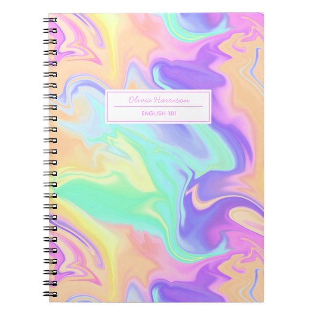 Carnet Super Retro Tie Dye Pastel Marble Swirl (Devant)