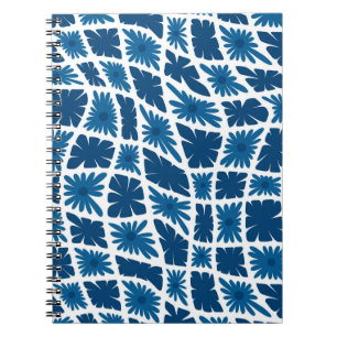 Carnet Super Wavy Trippy 60s Flower Checks Blues