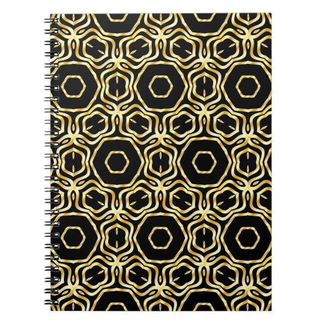 Carnet Superbe fleur noire et or sans soudure (Devant)