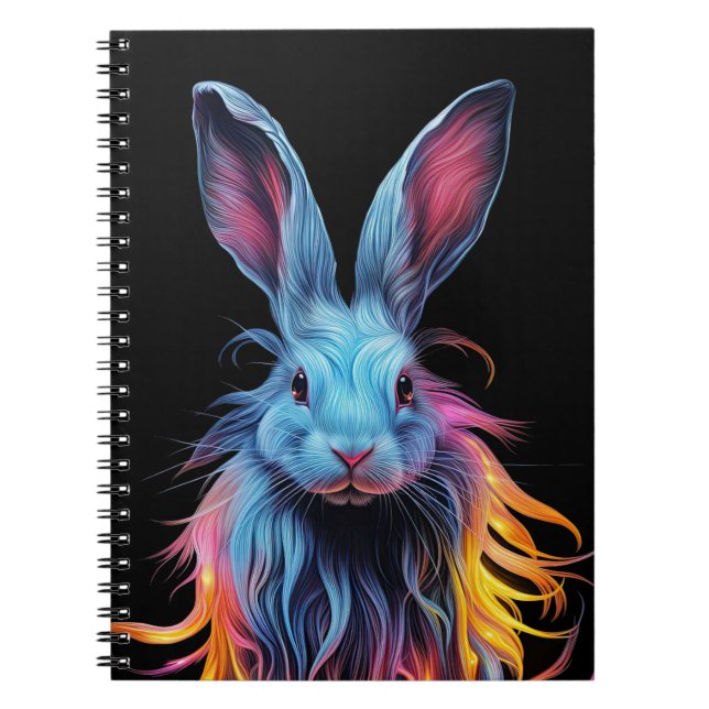 Carnet Superbe Lapin Bleu en feu (Devant)