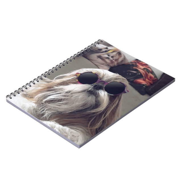 Carnet Superbe Shih Tzu cheveux longs lunettes de soleil  (Côté gauche)