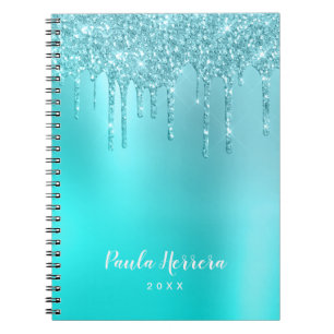 Carnet Superbes gouttes de menthe bleu aqua & parties sci