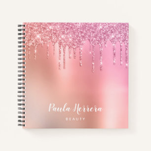 Carnet Superbes gouttes de roses rose or & cuivre parties