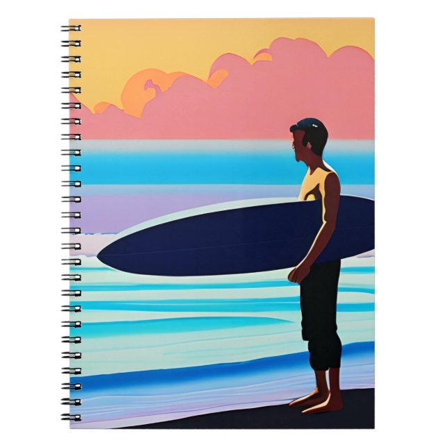 Carnet Surfeur debout sur une plage au coucher du soleil  (Devant)