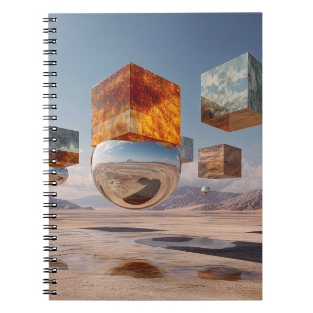 Carnet Surreal Floating Cubes And Reflective Sphere (Devant)