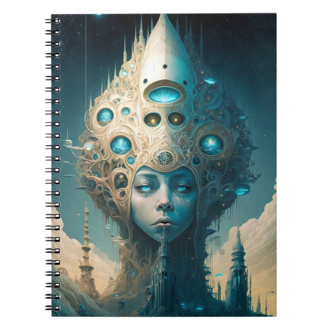 Carnet Surreal Futuristic Alien Woman Lanscape (Devant)