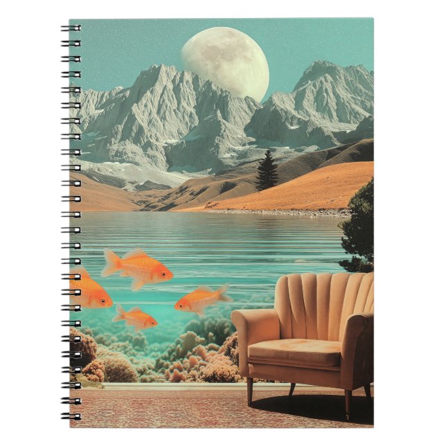Carnet Surreal Interior with Fish and Moonlit Landscape (Devant)