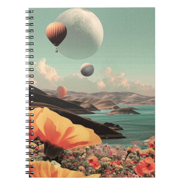 Carnet Surreal Landscape with Air Balloons and Moon (Devant)