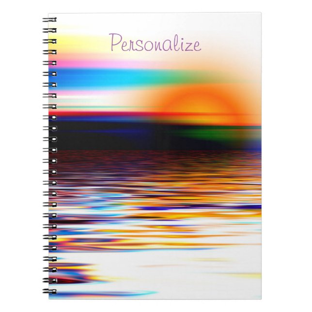 Carnet Surreal Rainbow Color Ocean at Sunset Personnalise (Devant)