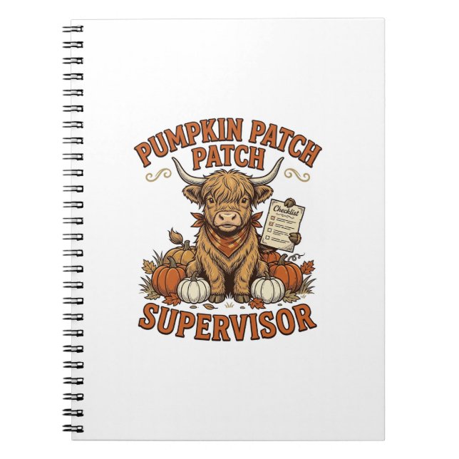 Carnet Surveillant de champ de citrouilles Vache Highland (Devant)