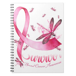 Carnet Survivant Dragonfly Pink Ribbon Cancer du sein