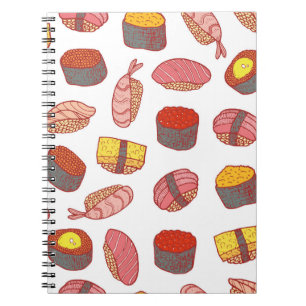 Carnet Sushi et roule sans couture motif. Dessin de Doodl