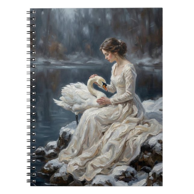 Carnet Swan Maiden Winter Lake Romance Fantasy Art (Devant)