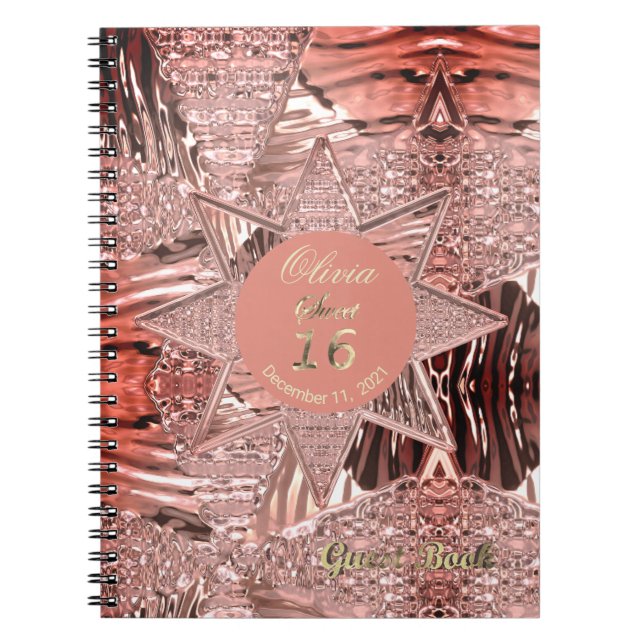 Carnet Sweet 16th Birthday Party Guest Book Rose Gold (Devant)