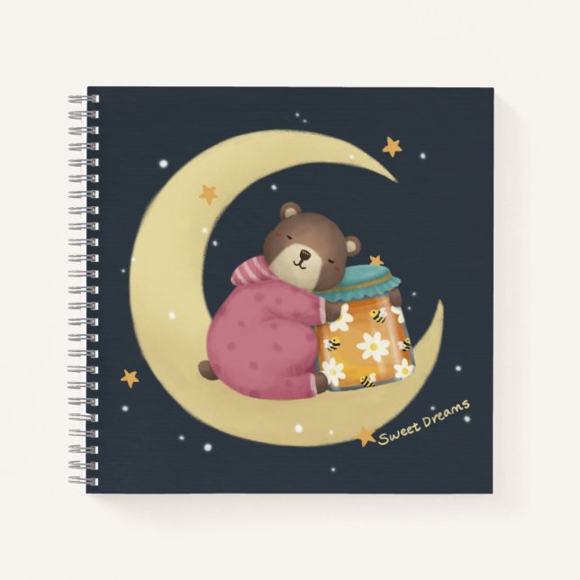 Carnet Sweet Dreams : Illustration de l'ours et du miel (Devant)