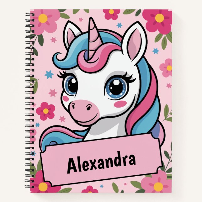 Carnet Sweet Magique Unicorn Design Personnalisé Fille (Devant)