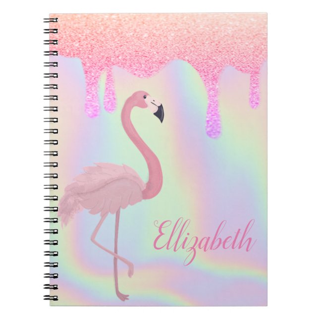 Carnet Sweet tendance Holographique, Flamant rose rose (Devant)