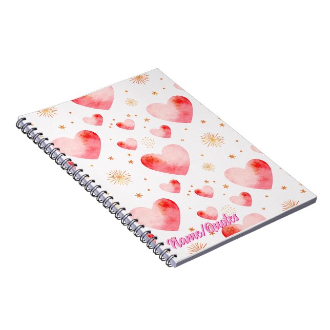 Carnet Sweet Valentine Heart Pattern with Golden Glitter (Côté Droit)