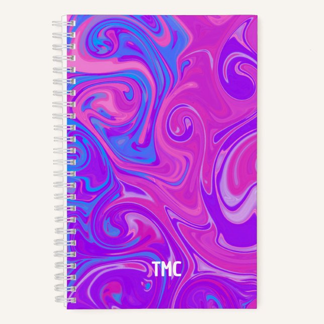 Carnet Swirl Marble Peinture Artiste INITIALES Rose viole (Recto)