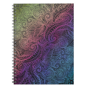 Carnet Swirl prismatique Arc-en-ciel Fractal Feather Ar