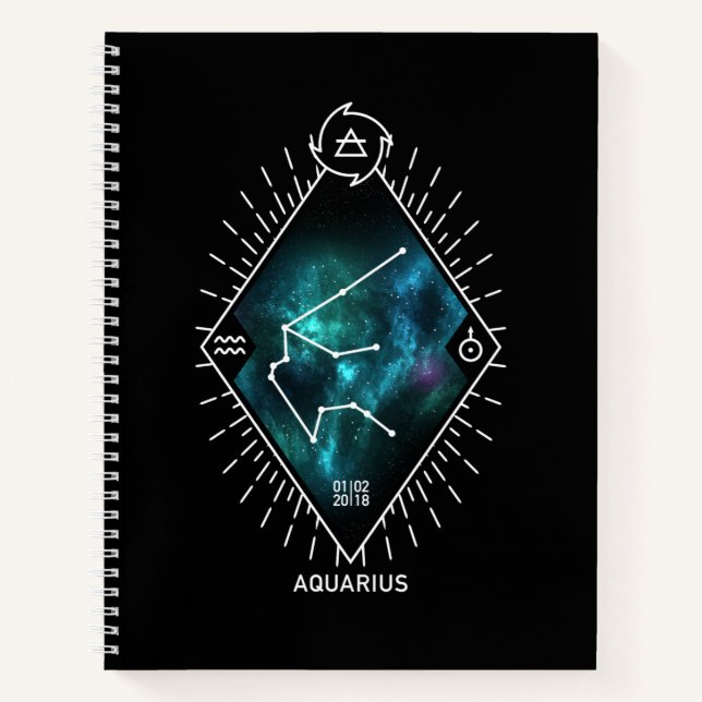 Carnet Symbole Aquarius Constellation et Zodiaque (Devant)