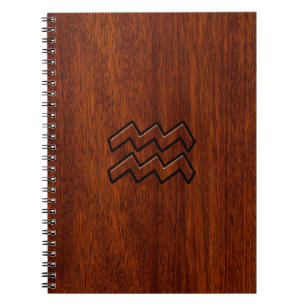 Carnet Symbole Aquarius Zodiac Style acajou