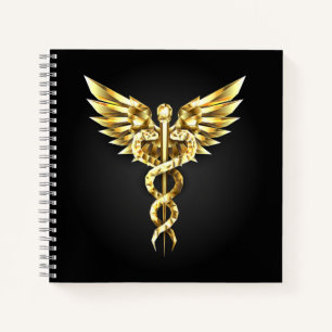 Carnet Symbole caducee polygonale en or