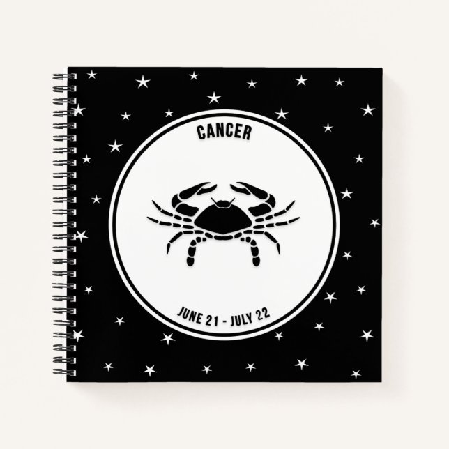 Carnet Symbole cancéreux Zodiac, Noir & Blanc (Devant)