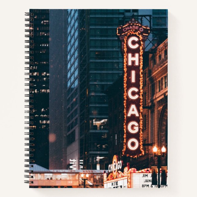 Carnet SYMBOLE Chicago Illinois Neon Nuit (Devant)
