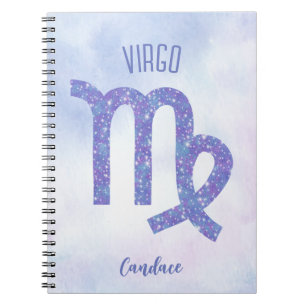Carnet Symbole d'astrologie Virgo personnalisé violet