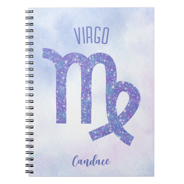 Carnet Symbole d'astrologie Virgo personnalisé violet (Devant)