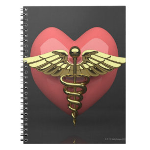 Carnet Symbole de coeur avec le symbole médical (caducée)