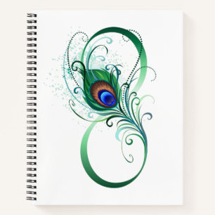 Carnet Symbole de l'infini avec plume de paon