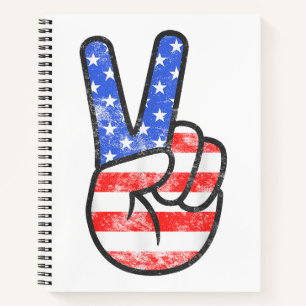 Carnet Symbole de paix du drapeau américain T-shirt quatr