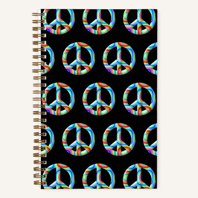 Carnet Symbole de paix rétro 3D (Recto)