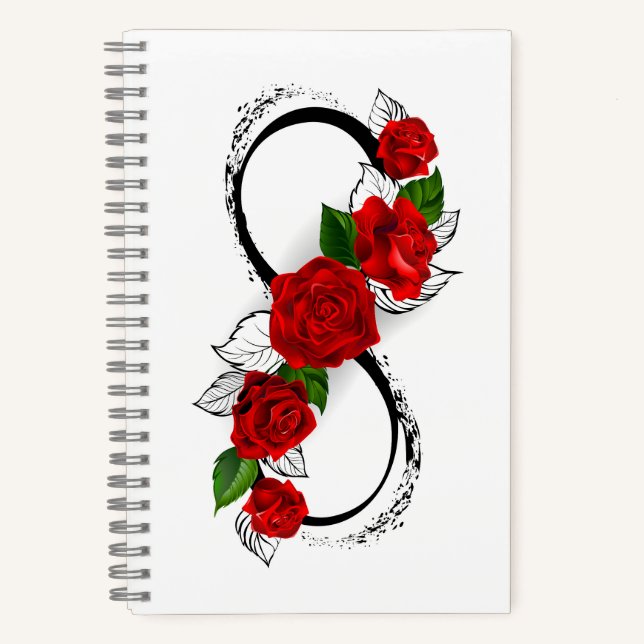 Carnet Symbole d'infini avec des roses rouges (Recto)